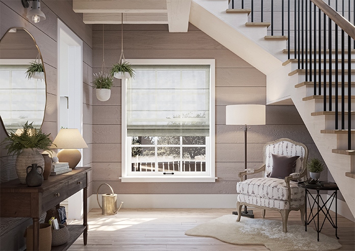 Coachella Voile, Silver Glint - Roman Blind - Image 8